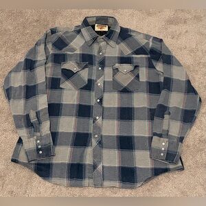Authentic Western Youngbloods Pearl Snap Men’s Long Sleeve Flannel Button Down L
